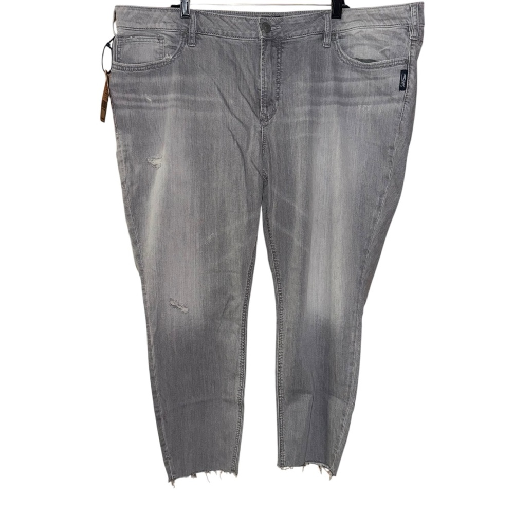 Silver Jeans Co. Women's Plus Size 26 x 27 Aiko Mid Rise Ankle Skinny gray